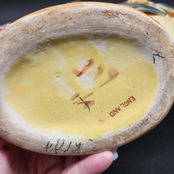 19th Century English Majolica Polychrome Moon Flask Pottery Vase READ - Picture 8 of 15